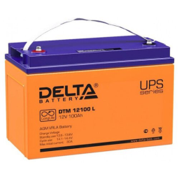 Батарея DELTA серия DTM L, DTM 12100 L, напряжение 12В, емкость 100Ач (разряд 10 часов),  макс. ток разряда (5 сек.) 900А, макс. ток заряда 30А, свинцово-кислотная