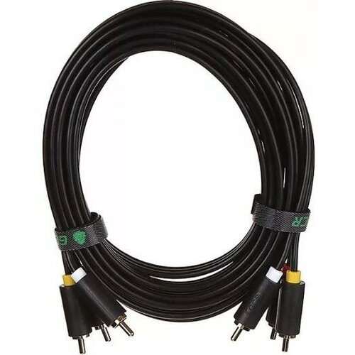 Кабель GCR 3.0m аудио 3 х RCA / 3 х RCA , GOLD, черный, GCR-51821