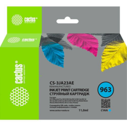 Картридж струйный Cactus CS-3JA23AE 963 голуб.пигм. (11мл) для HP OfficeJet 9010/9012/9013/9014/9015/9016/9019/9020/9025