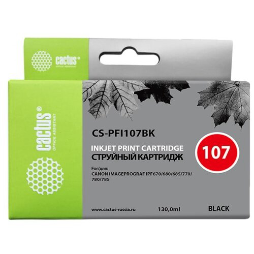 Картридж струйный Cactus CS-PFI107BK PFI-107BK черный (130мл) для Canon IP iPF670/iPF680/iPF685/iPF770/iPF780/iPF785/