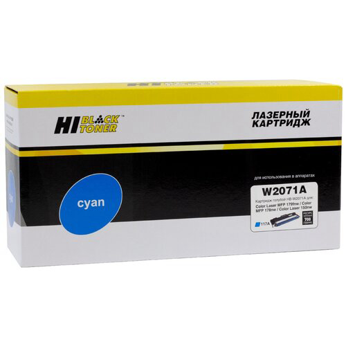 Hi-Black  W2071A  Тонер-картридж (HB-W2070A) для HP CL 150a/150nw/MFP178nw/179fnw, 117A, C, 0,7K