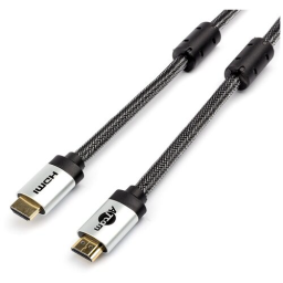 Кабель HDMI 3 м (HIGH speed, Metal gold, в чулке, в пакете)