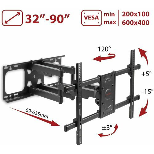 Кронштейн для телевизора Arm Media PARAMOUNT-70 черный 32"-90" макс.65кг настенный