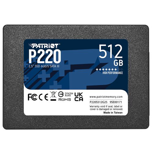 SSD диск Patriot P220 P220S512G25 512ГБ, 2.5", SATA III