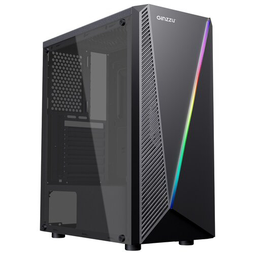 Корпус Ginzzu SL150 боковое окно,  панель с RGB подсветкой. ATX