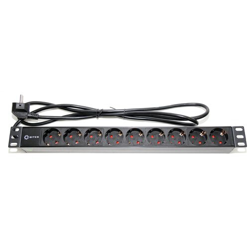 5bites PDU919P-02 Блок розеток 9S / PVC / 1U / 19" / 2M*3G*1.5MM2 / VDE