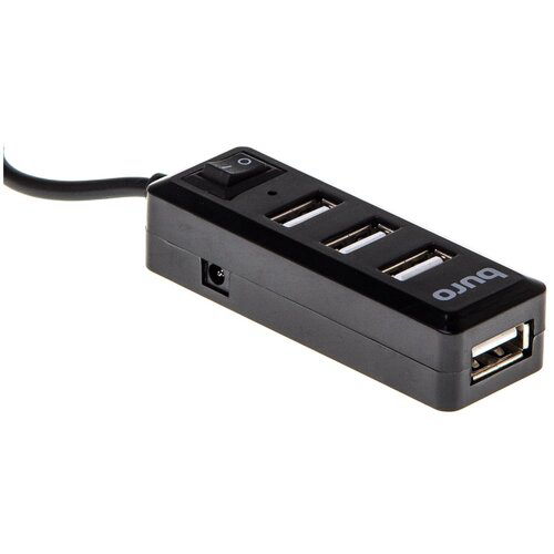 Разветвитель USB 2.0 Buro BU-HUB4-0.5L-U2.0 4порт. черный