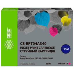 Картридж струйный Cactus CS-EPT04A340 T04A3 пурпурный (85мл) для Epson WorkForce Pro WF-C8190, WF-C8690