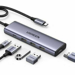 UGREEN CM511 (15597) USB-C To HDMI+3*USB 3.0 A+PD Power Converter - Gray