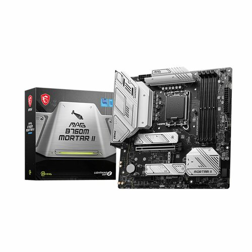 Материнская плата MSI MAG B760M MORTAR II mATX LGA1700 4DDR5 PCI-Ex16 PCI-Ex4 3M.2 4SATA3 USB3.2 Gen2x Wi-Fi 6E 2,5G Ethernet