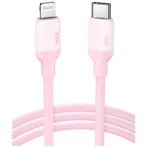 Кабель UGREEN US387 (60625)  USB-C to Lightning Silicone Cable.  Длина 1 м. Цвет: розовый