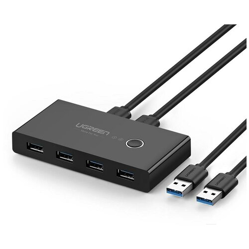 Разветвитель USB Ugreen US216 (30768) 2 In 4 Out USB 3.0/черный