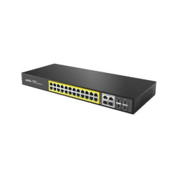 Коммутатор Netis P124GH (L2) 24x100Мбит/с 2x1Гбит/с 1xКомбо(1000BASE-T/SFP) 1SFP 24PoE 24PoE+ 360W неуправляемый