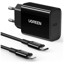 Кабель UGREEN CD137 (50698) PD Fast Charger 20W + USB-C to Lightning Cable EU - White