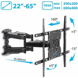 Кронштейн для телевизора Kromax ATLANTIS-46 серый 22"-65" макс.45кг настенный поворотно-выдвижной и