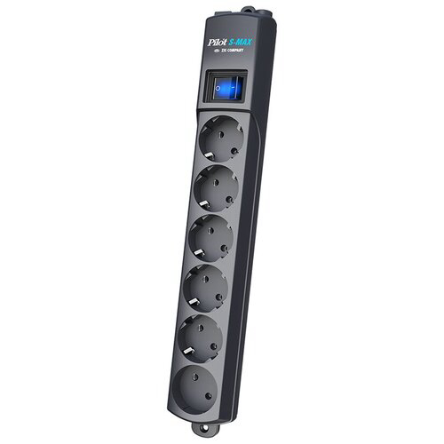 Сетевой фильтр Surge protector Pilot S Max (5 euros + 1GP), 15A/3.5kVA, automatic, 1.8 m, graphite