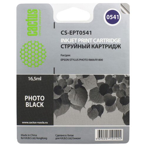 Картридж струйный Cactus CS-EPT0541 T0541 черный (16.2мл) для Epson Stylus Photo R800/R1800