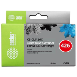 Картридж струйный Cactus CS-CLI426C CLI-426C голубой (8.4мл) для Canon Pixma MG5140/5240/6140/8140/M