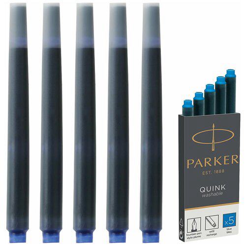 Картридж Parker Quink Z11 (CW1950383) синие чернила смывающиеся для ручек перьевых (5шт)