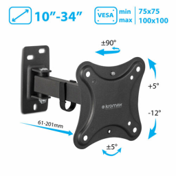 Кронштейн для телевизора Kromax CORBEL-2 черный 10"-32" макс.25кг настенный поворот и наклон