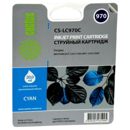 Картридж струйный Cactus CS-LC970C голубой (20мл) для Brother DCP-135C/150C/MFC-235C/260C