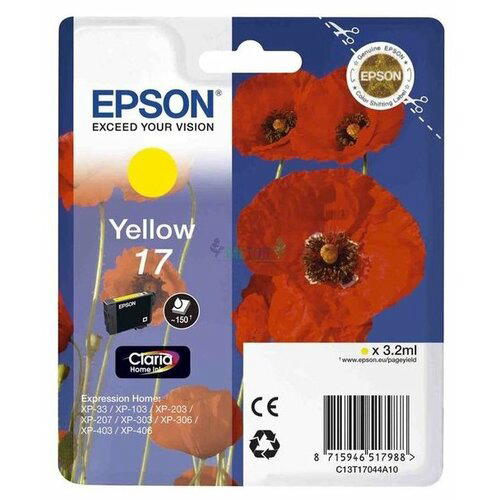 Картридж струйный Epson T1704 C13T17044A10 желтый (150стр.) (3.2мл) для Epson XP33/203/303