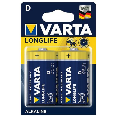 Батарея Varta Longlife LR20 Alkaline D (2шт) блистер