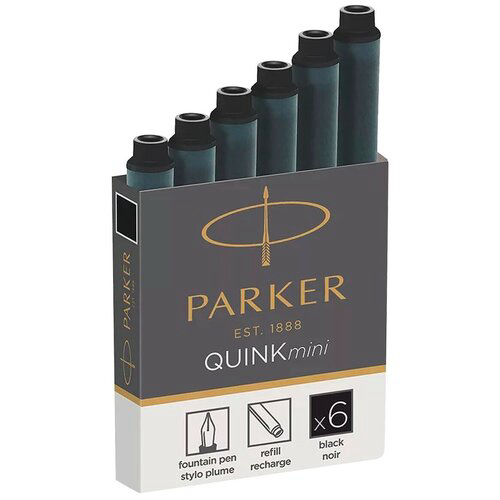 Картридж Parker Quink Z17 Mini (CW1950407) черные чернила для ручек перьевых (6шт)