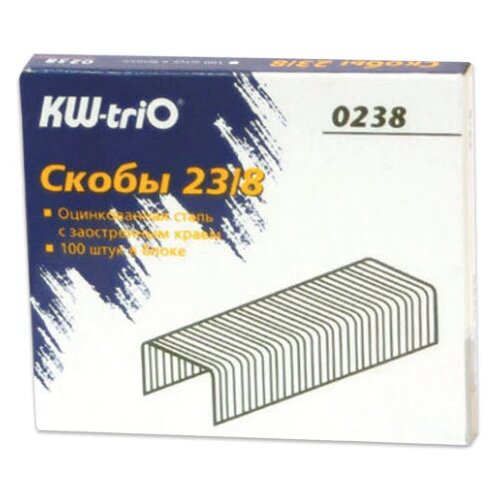 Скобы для степлера 23/8 Kw-Trio 0238 оцинкованные кор.карт. (упак.:1000шт.)