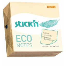 Блок самоклеящийся бумажный Stick`n ECO 21799 76x76мм 400лист. 60г/м2 пастель желтый