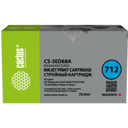 Картридж струйный Cactus CS-3ED68A 712 пурпурный (29мл) для HP DJ T230/630