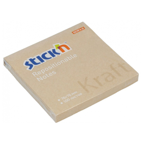 Блок самоклеящийся бумажный Stick`n 21639 76x76мм 100лист. 62г/м2 Kraft Notes