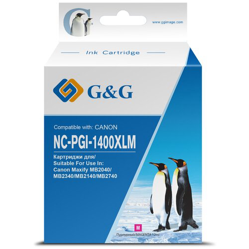 Картридж струйный G&G GG-PGI-1400XLM PGI-1400XL M пурпурный (12мл) для Canon MB2050/MB2350/MB2040/MB