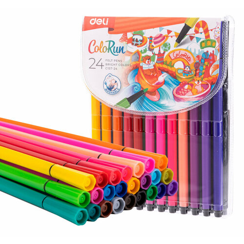 Фломастеры Deli EC157-24 ColoRun 24цв. пакет с европодвесом