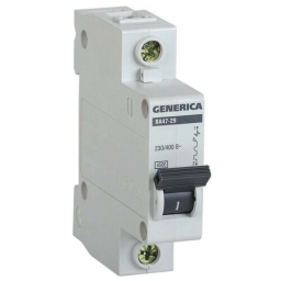 Выключатель автоматический IEK MVA25-1-050-C Generica 50A тип C 4.5kA 1П 230/400В 1мод серый (упак.: