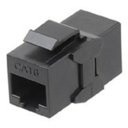 Адаптер Hyperline CA2-KJ-C6-BK проходн.RJ45 кат.6 UTP черн. (упак.:1шт)