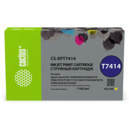 Картридж струйный Cactus CS-EPT7414 T7414 желтый (1100мл) для Epson SureColor SC-F6000/6200/7000