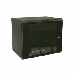 Шкаф коммутационный WRline (WR-TW-1245-GP-RAL9004) настенный 12U 600x450мм пер.дв.стекл 2 бок.пан. н