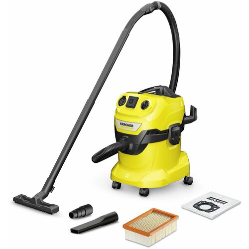 Строительный пылесос Karcher WD 4 P V-20/5/22 1000Вт (уборка: сухая/сбор воды/выдув) желтый