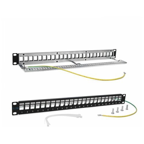 Патч-панель наборная Lanmaster TWT-PP24OK-STP 19" 1U 24xRJ45 FTP