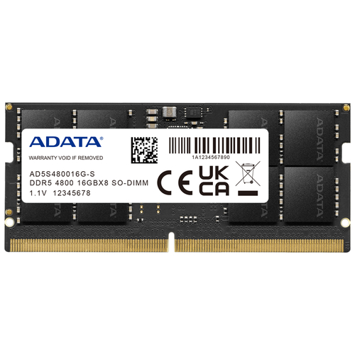 Память DDR5 16GB 4800MHz A-Data AD5S480016G-S RTL PC4-38400 CL40 SO-DIMM 262-pin 1.1В single rank Re