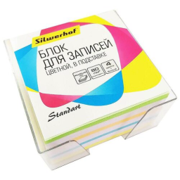 Блок для записей бумажный Silwerhof Стандарт 701031 90х90х45мм 80г/м2 ассорти 5цв.в упак. в подставк