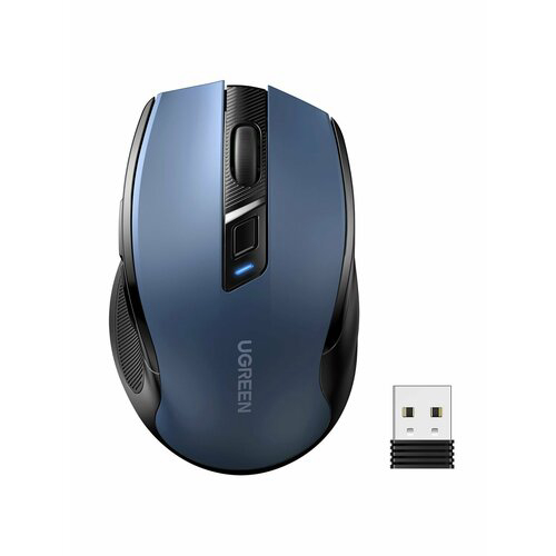 Мышь UGREEN MU006 (25753) Ergonomic Wireless Mouse 2.4G 4000DPI Silence Design 2.4 GHz&BT - Blue