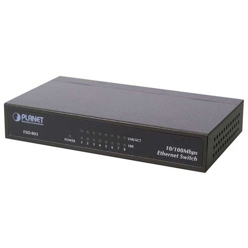 Коммутатор/ PLANET 8-Port 10/100Mbps Fast Ethernet Switch, Metal