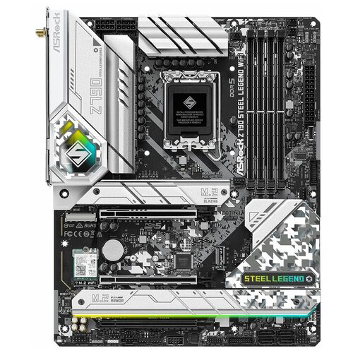 Материнская плата ASROCK Z790 STEEL LEGEND WIFI, LGA1700, Z790, 4*DDR5, HDMI+DP, 8xSATA3 6.0, M.2 Socket, 12xUSB 3.2,3xUSB2.0, Type-C, ATX; 90-MXBKD0-A0UAYZ