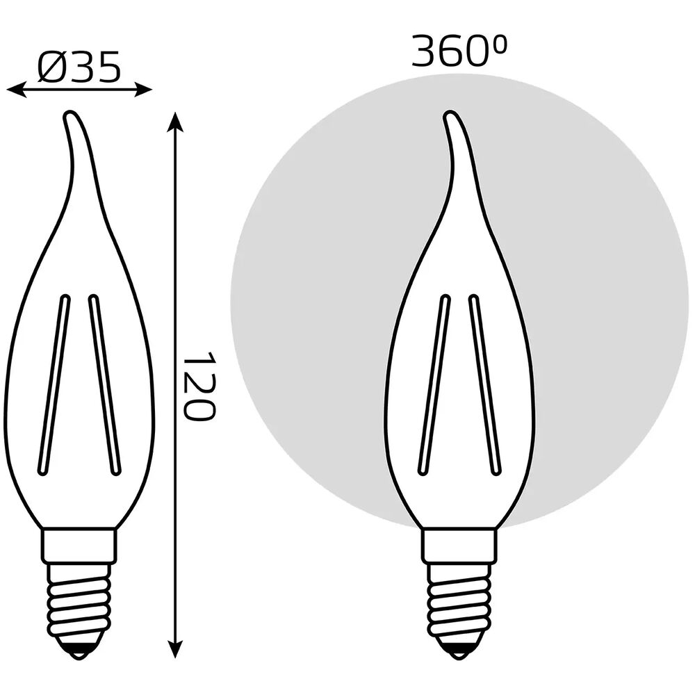 Лампа филам. Gauss Filament 5Вт цок.:E14 свеча 220B 4100K св.свеч.бел.нейт. (упак.:1шт) (104801805)