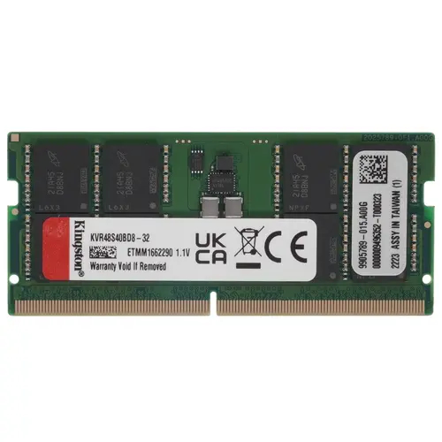 Оперативная память Kingston DDR5 32GB 4800MT/s CL40 SO-DIMM 2Rx8, 1 year