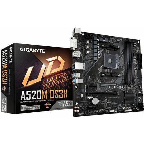 Материнская плата Gigabyte A520M DS3H V2 (V1.1) Soc-AM4 AMD A520 4xDDR4 mATX AC`97 8ch(7.1) GbLAN RAID+HDMI+DP