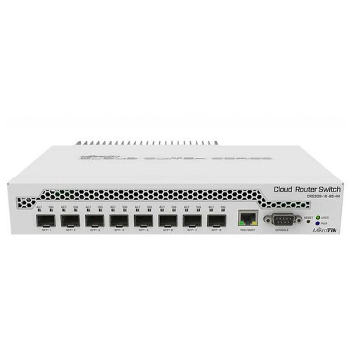 MikroTik CRS309-1G-8S+IN Коммутатор 8 SFP+, dual-core 800MHz CPU, 512MB RAM, POE, RS232 serial port