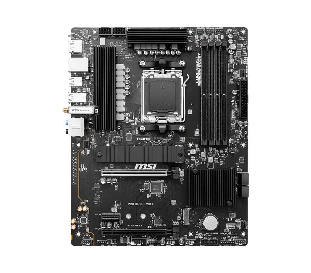 Материнская плата MSI PRO B650-S WIFI B650, AM5, 4DDR5, 2PCI-Ex16, 1PCI-Ex1, 2M.2 ATX